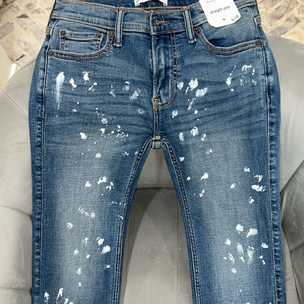 Abercrombie kids paint splatter straight Jeans 9/10
